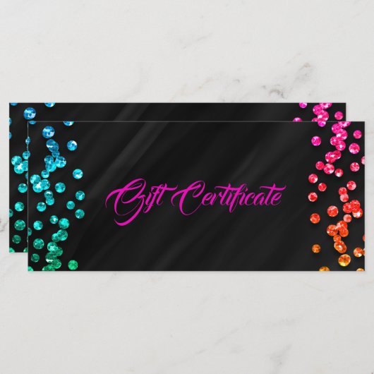 Carte Certificat cadeau de points Confetti Arc-en-ciel n (Devant / Derrière)