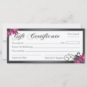 Carte Certificat cadeau de salon (Dos)