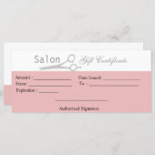 Carte Certificat cadeau de salon (Devant / Derrière)