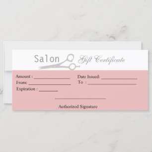 Carte Certificat cadeau de salon