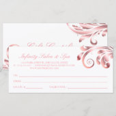 Carte Certificat cadeau de salon à ongles feuille rose (Devant / Derrière)