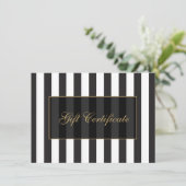 Carte Certificat cadeau de salon de bandes noires et bla (Debout devant)