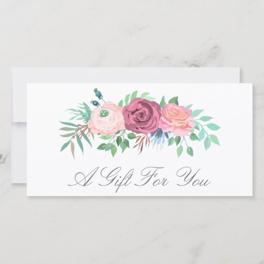 Carte Certificat cadeau de salon de beauté rose Floral (Devant)