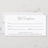 Carte Certificat cadeau de salon de beauté rose Floral (Dos)