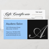 Carte Certificat cadeau de salon et de Spa (Devant / Derrière)