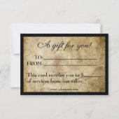 Carte Certificat cadeau de salon moderne sophistiqué (Dos)