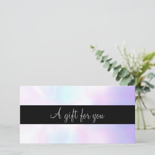 Carte Certificat cadeau de script Iridescendant minimali (Debout devant)