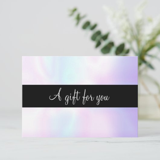 Carte Certificat cadeau de script Iridescendant minimali (Debout devant)
