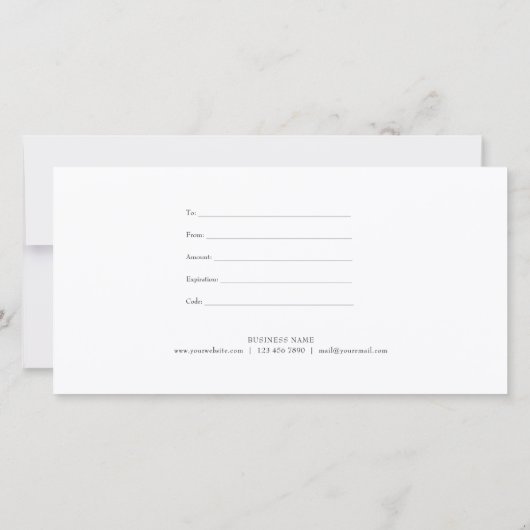 Carte Certificat cadeau de script minimaliste (Dos)