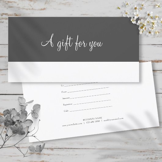 Carte Certificat cadeau de script minimaliste