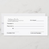 Carte Certificat-cadeau de Spa de jour ou de massothérap (Dos)