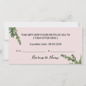 Carte Certificat-cadeau de Spa géométrique de feuillage  (Dos)