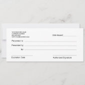 Carte Certificat cadeau de style Boutique avec Zebra Pri (Dos)