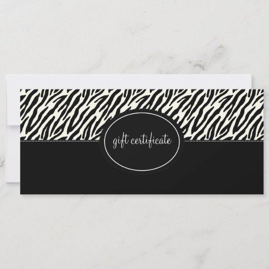 Carte Certificat cadeau de style Boutique avec Zebra Pri (Devant)