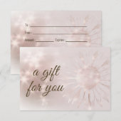 Carte Certificat cadeau de tournesol en or rose (Devant / Derrière)