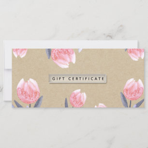 Carte Certificat-cadeau de tulipes à l'aquarelle Peach S