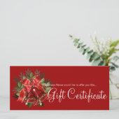 Carte Certificat cadeau de vacances Cloches de Noël roug (Debout devant)