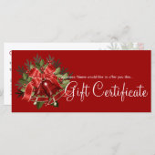 Carte Certificat cadeau de vacances Cloches de Noël roug (Devant / Derrière)