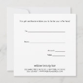 Carte Certificat cadeau de vacances Gold Christmas Trees (Dos)