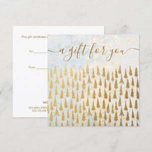 Carte Certificat cadeau de vacances Gold Christmas Trees