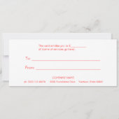 Carte Certificat cadeau de vacances mode et beauté (Dos)