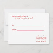 Carte Certificat cadeau de vacances pour le salon Sequin (Dos)