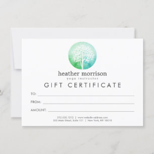 Carte Certificat cadeau de yoga et bien-être pour l'arbr