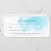 Carte Certificat cadeau d'éclaboussure d'aquarelle bleue (Dos)