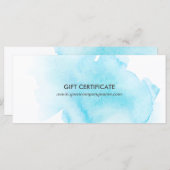Carte Certificat cadeau d'éclaboussure d'aquarelle bleue (Devant / Derrière)