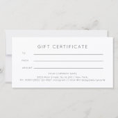 Carte Certificat Cadeau d'Encre Aquarelle Moderne (Dos)