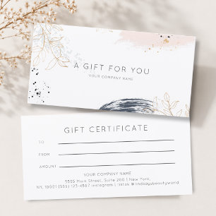 Carte Certificat Cadeau d'Encre Aquarelle Moderne
