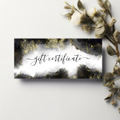 Carte Certificat cadeau d'encre liquide moderne noir et