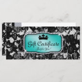 Carte Certificat cadeau dentelle mode Cute Crown Salon (Devant / Derrière)