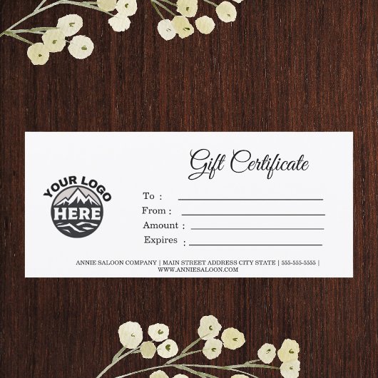 Carte Certificat-cadeau d'entreprise à écriture moderne 