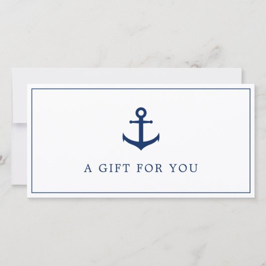 Carte Certificat cadeau d'entreprise Ancre bleu marine (Devant)