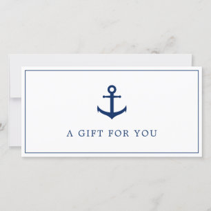 Carte Certificat cadeau d'entreprise Ancre bleu marine