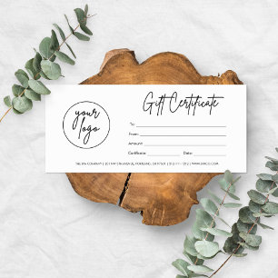 Carte Certificat-cadeau d'entreprise avec logo de style 