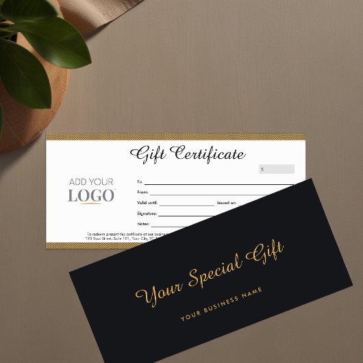 Carte Certificat cadeau d'entreprise | Bon Black & Gold