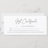 Carte Certificat cadeau d'entreprise de script moderne (Dos)