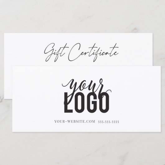 Carte Certificat cadeau d'entreprise de script moderne (Devant / Derrière)