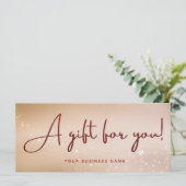 Carte Certificat cadeau d'entreprise de script Parties s (Debout devant)