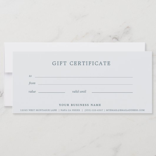 Carte Certificat cadeau d'entreprise Élégant simple (Dos)