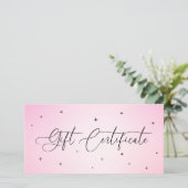 Carte Certificat cadeau d'entreprise flamme rose glamour (Debout devant)