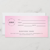 Carte Certificat cadeau d'entreprise flamme rose glamour (Dos)
