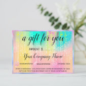 Carte Certificat cadeau d'entreprise Holographie Unicorn (Debout devant)