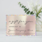 Carte Certificat cadeau d'entreprise Logo de perle Holog (Debout devant)