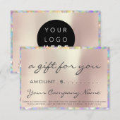 Carte Certificat cadeau d'entreprise Logo de perle Holog (Devant / Derrière)