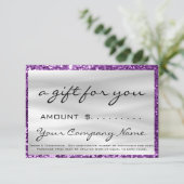 Carte Certificat cadeau d'entreprise Logo gris Rose viol (Debout devant)