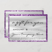 Carte Certificat cadeau d'entreprise Logo gris Rose viol (Devant / Derrière)
