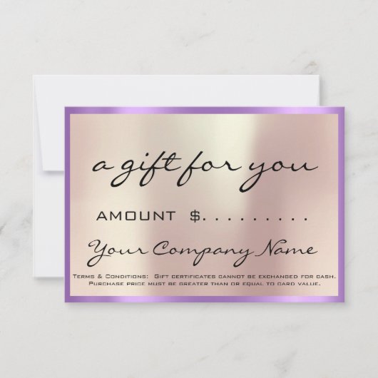 Carte Certificat cadeau d'entreprise Logo Perle violet (Devant)